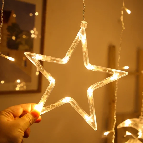 Factory made Hari Raya Eid Mubarak Ramadan Diwali String Decorations Lights Moon And Star Shape Led Curtain Light Holiday Lights - Image 5
